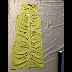 Green ruched form fitting dress